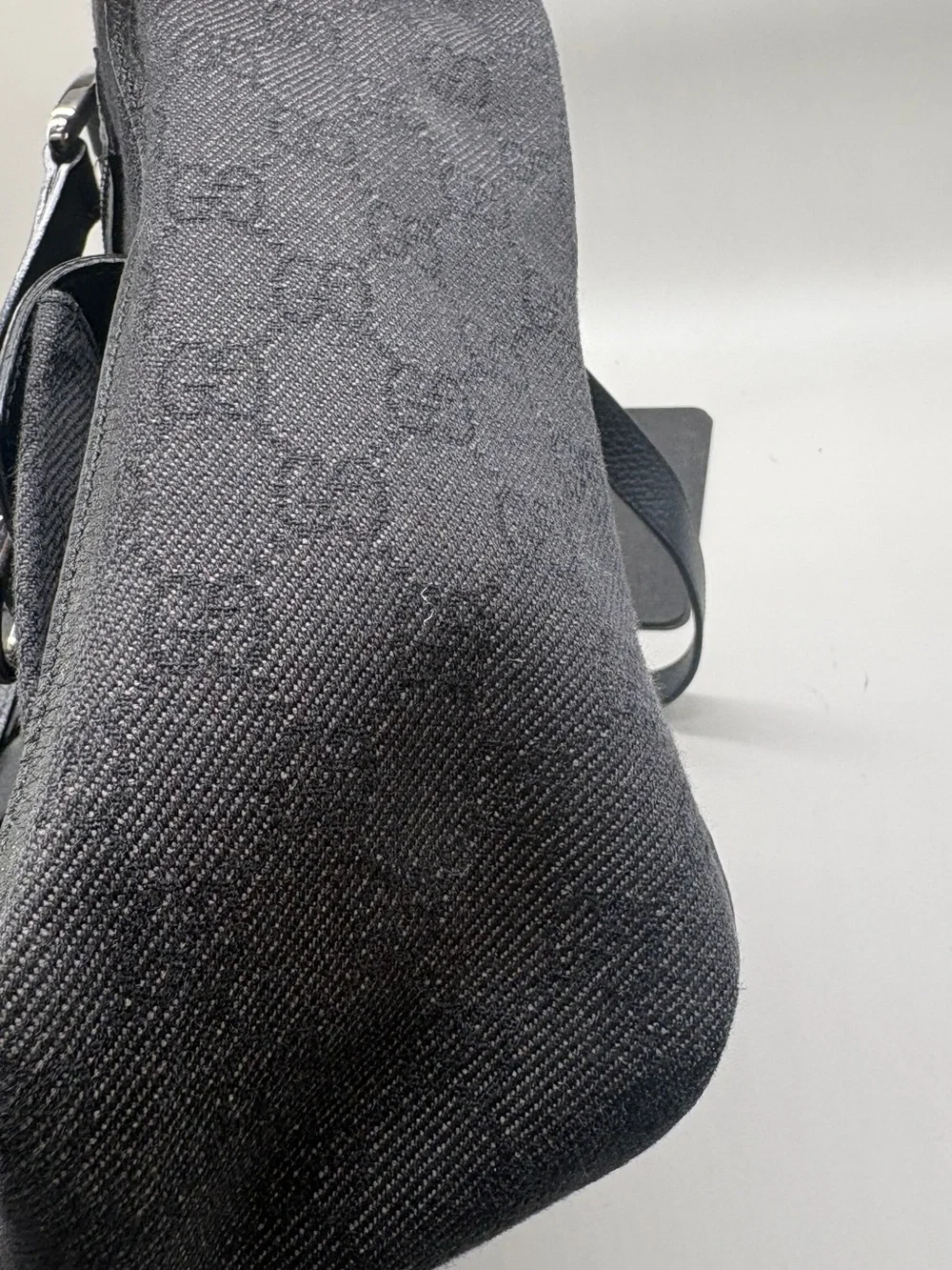 Gucci Large GG Canvas Travel Tote Black Leather Shoulder Bag 201482